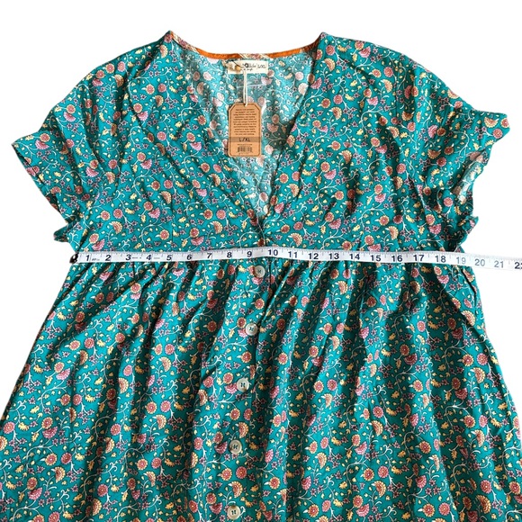 Natural Life Midi Dress NWT Pockets Avery Button Front Jade Floral Boho XL - Picture 9 of 13